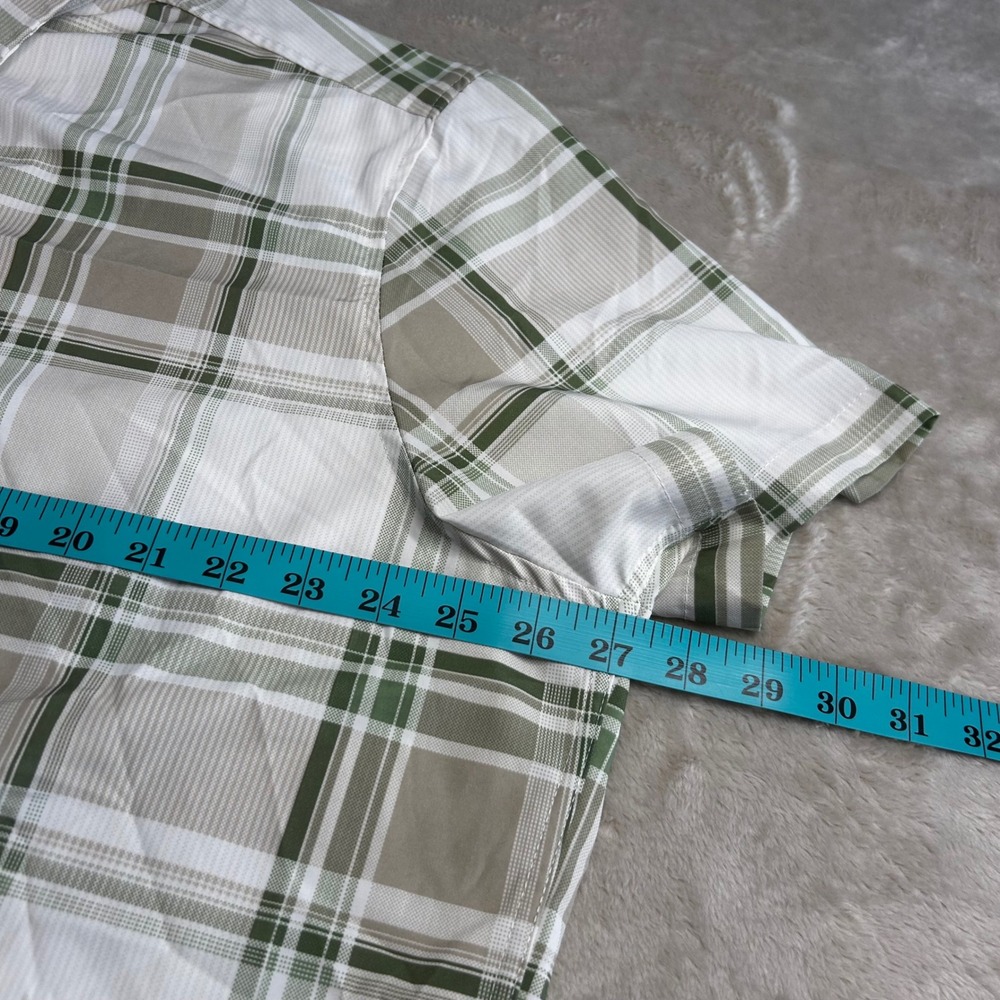 Eddie Bauer Men's 2XL Shirt Short Sleeve Button Down Plaid Green Khaki Sage - Picture 8 of 8